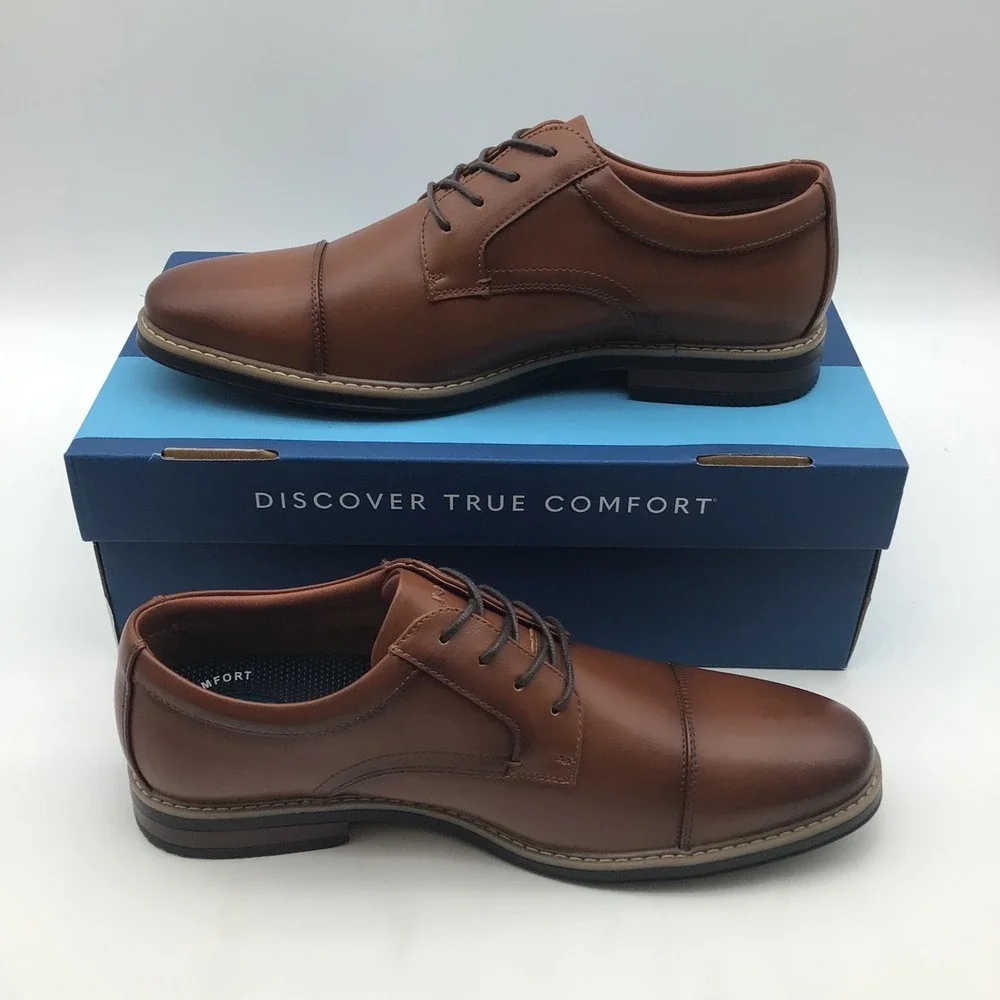Nunn Bush Mens Carmelo Cap Toe Oxford‎ Cognac Brown Dress Shoes Size 10.5 M NEW